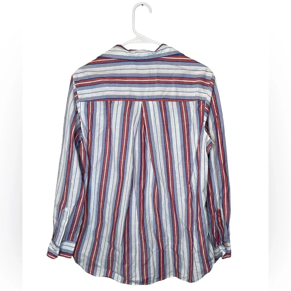 Grayson The Hero Red, White & Blue Striped 100% Cotton Button Up Top Size 3/Med - Picture 3 of 7